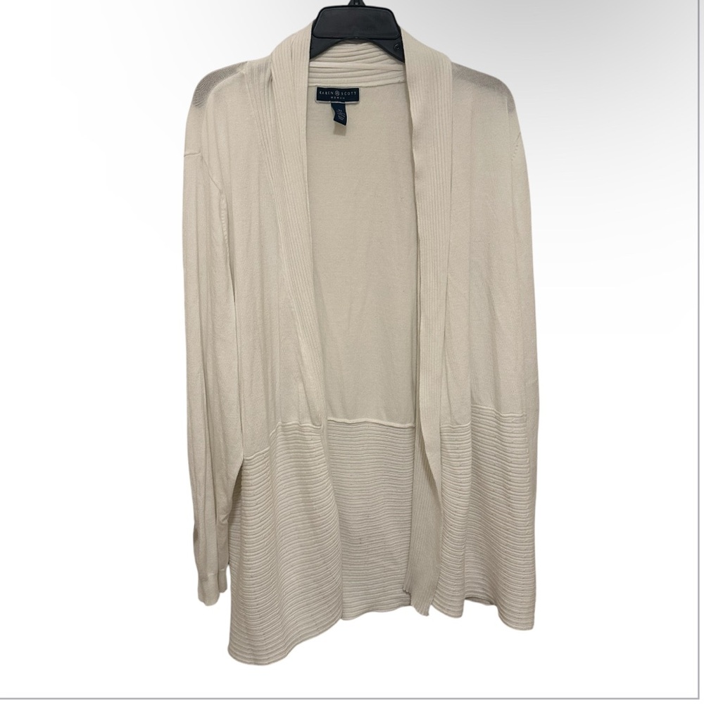 Karen Scott Women's Cream Cardigan preowned size 3X